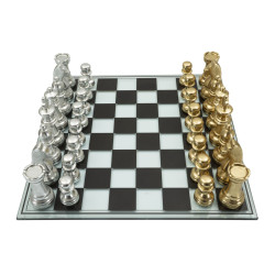 JEU D'ÉCHECS NOIR/BLANC CM 50,5X50,5X14