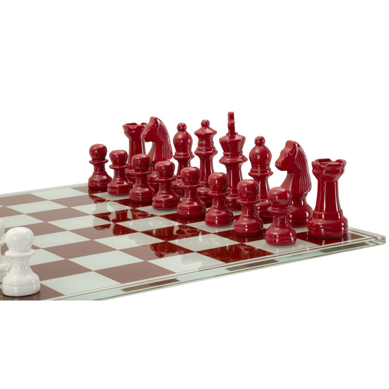 JEU D'ÉCHIQUIERS ROUGE/BLANC CM 61X61X14