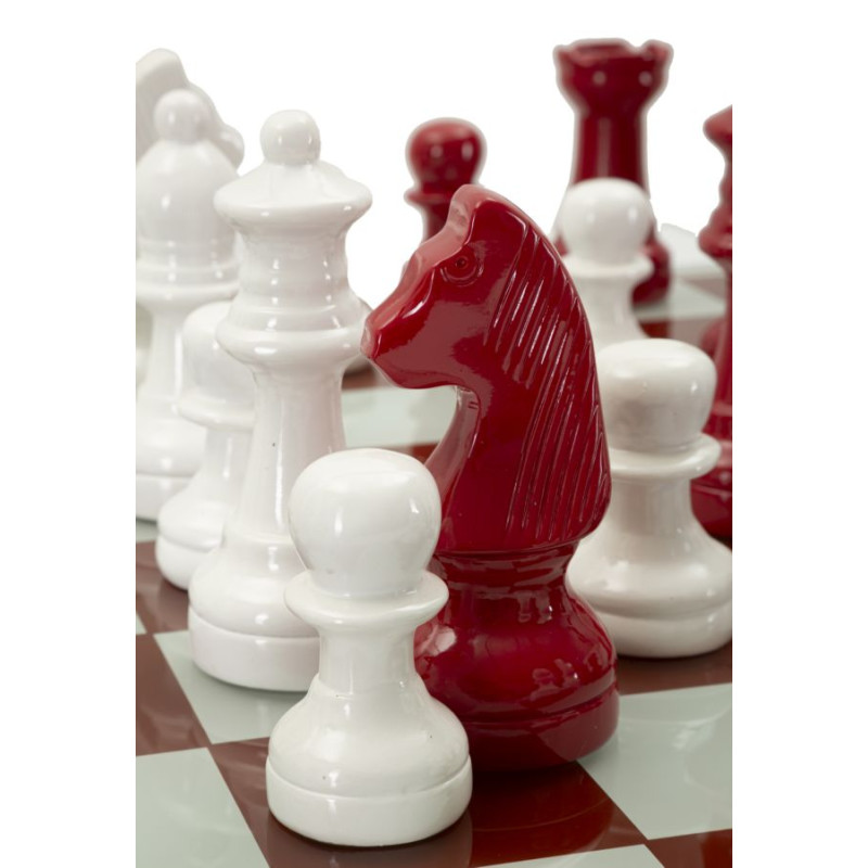 JEU D'ÉCHIQUIERS ROUGE/BLANC CM 61X61X14