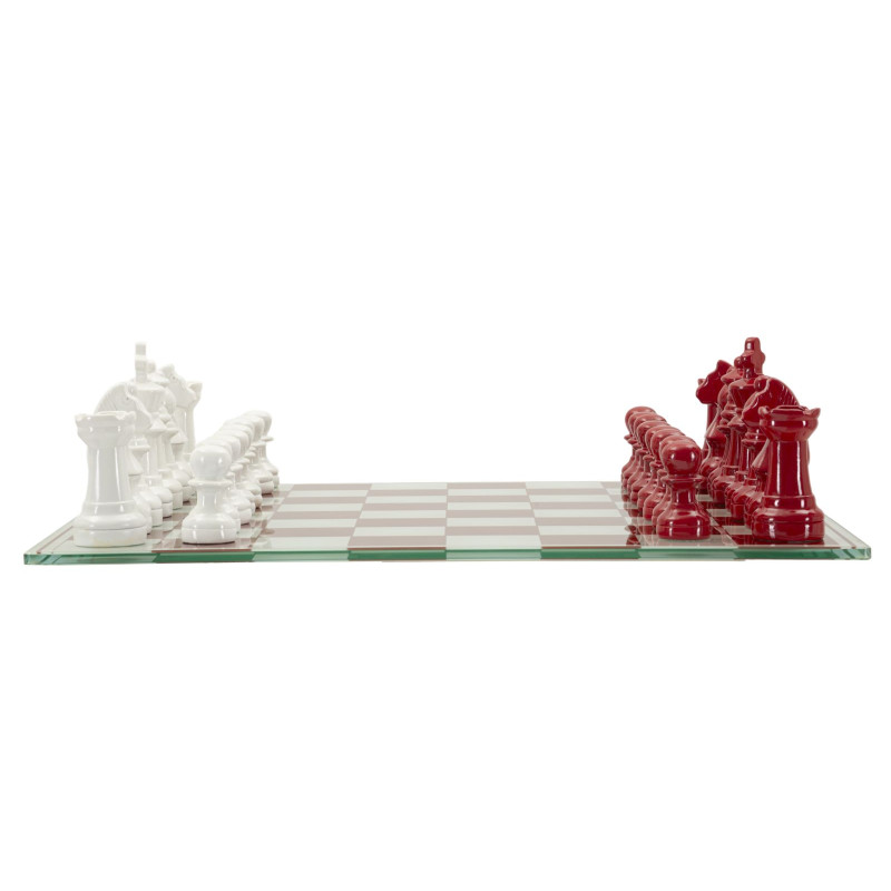 JEU D'ÉCHIQUIERS ROUGE/BLANC CM 61X61X14