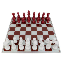 JEU D'ÉCHIQUIERS ROUGE/BLANC CM 61X61X14