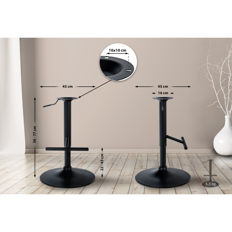 Cadre en T de remplacement pour tabouret de bar noir