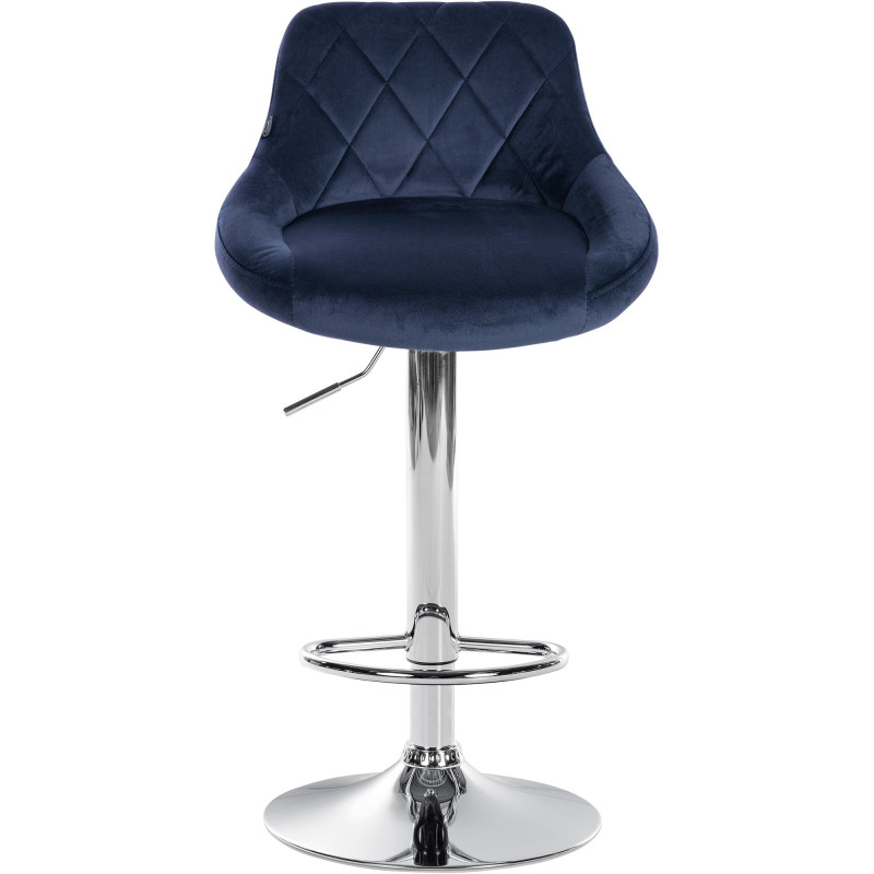 Tabouret de bar Lazio velours chrome bleu