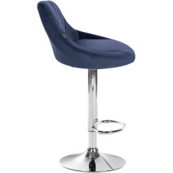 Tabouret de bar Lazio velours chrome bleu