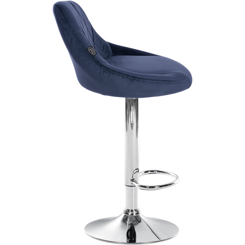 Tabouret de bar Lazio velours chrome bleu