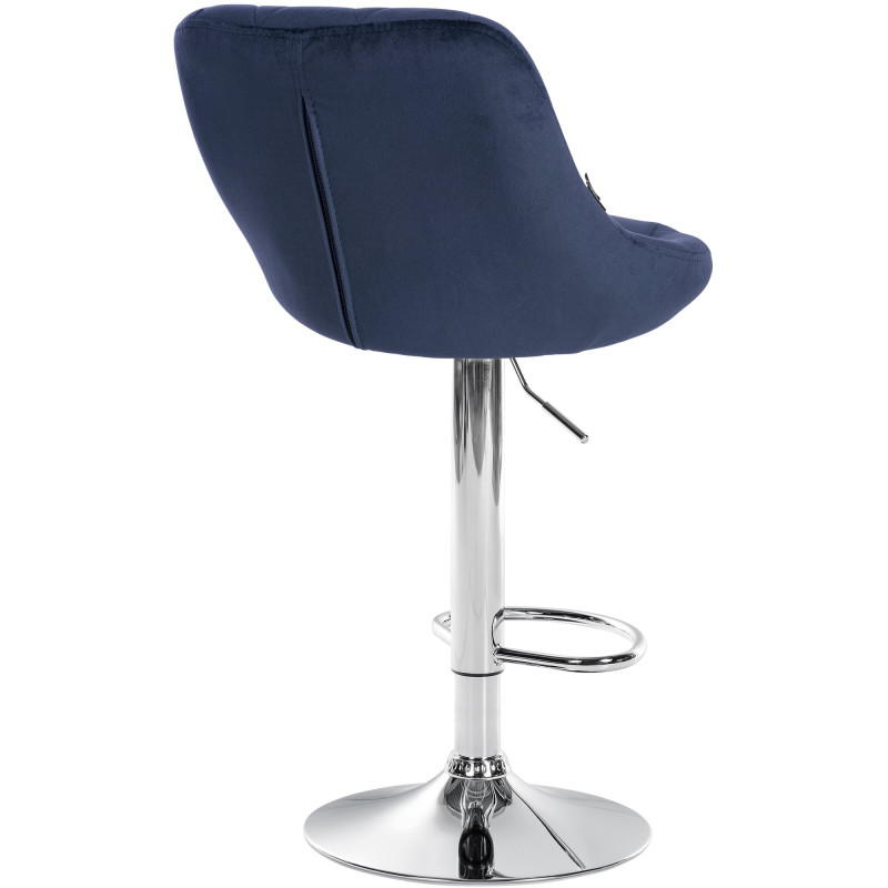 Tabouret de bar Lazio velours chrome bleu