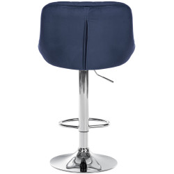 Tabouret de bar Lazio velours chrome bleu