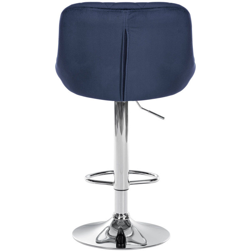 Tabouret de bar Lazio velours chrome bleu