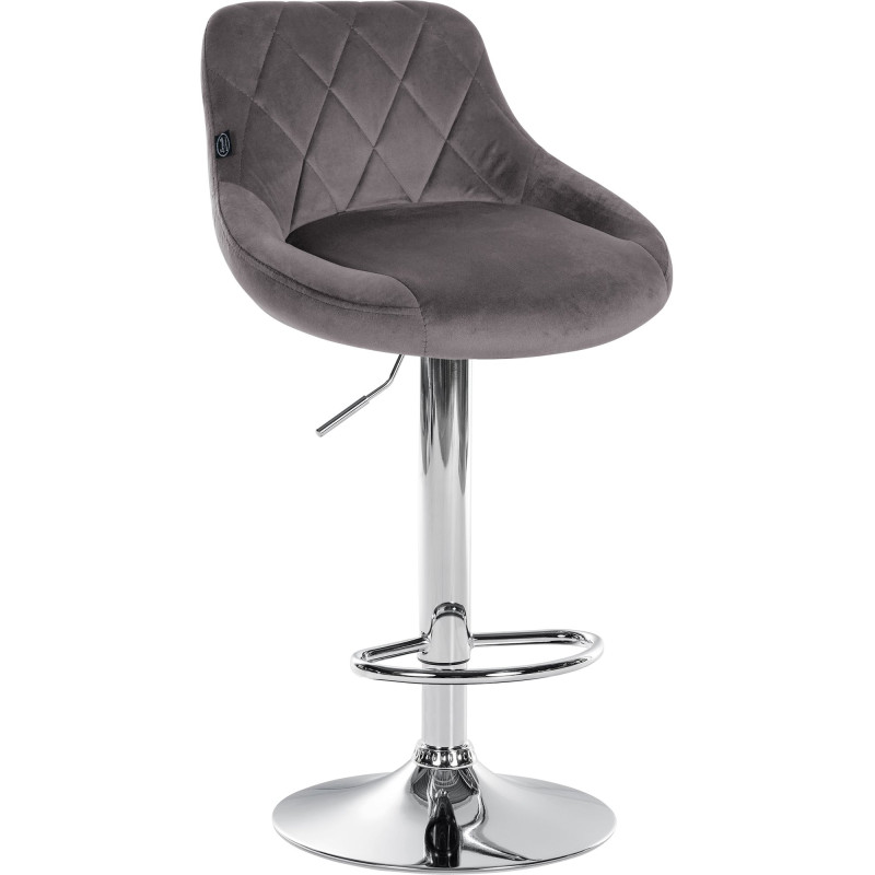 Tabouret de bar Lazio velours chrome gris