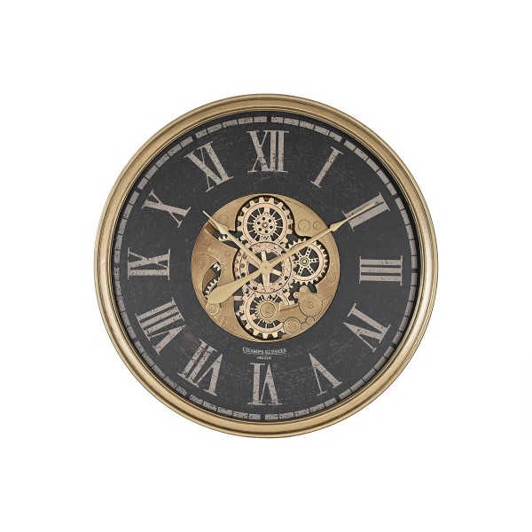 Horloge Murale Home ESPRIT Noir Doré Verre Fer 80 x 9,5 x 80 cm