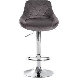 Tabouret de bar Lazio velours chrome gris