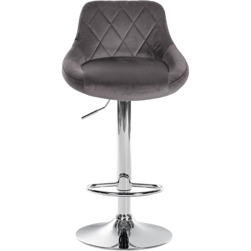 Tabouret de bar Lazio velours chrome gris