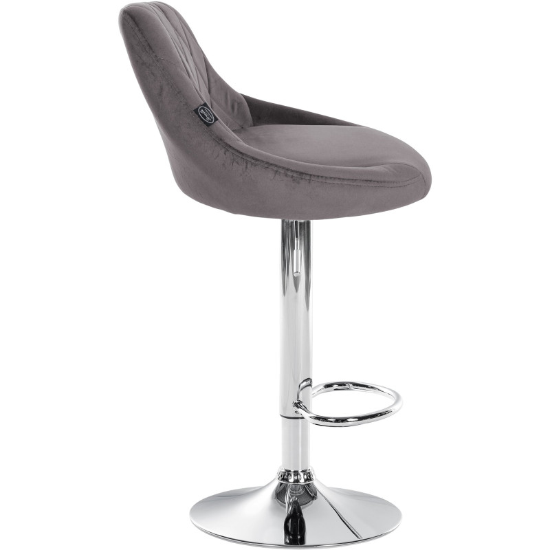 Tabouret de bar Lazio velours chrome gris