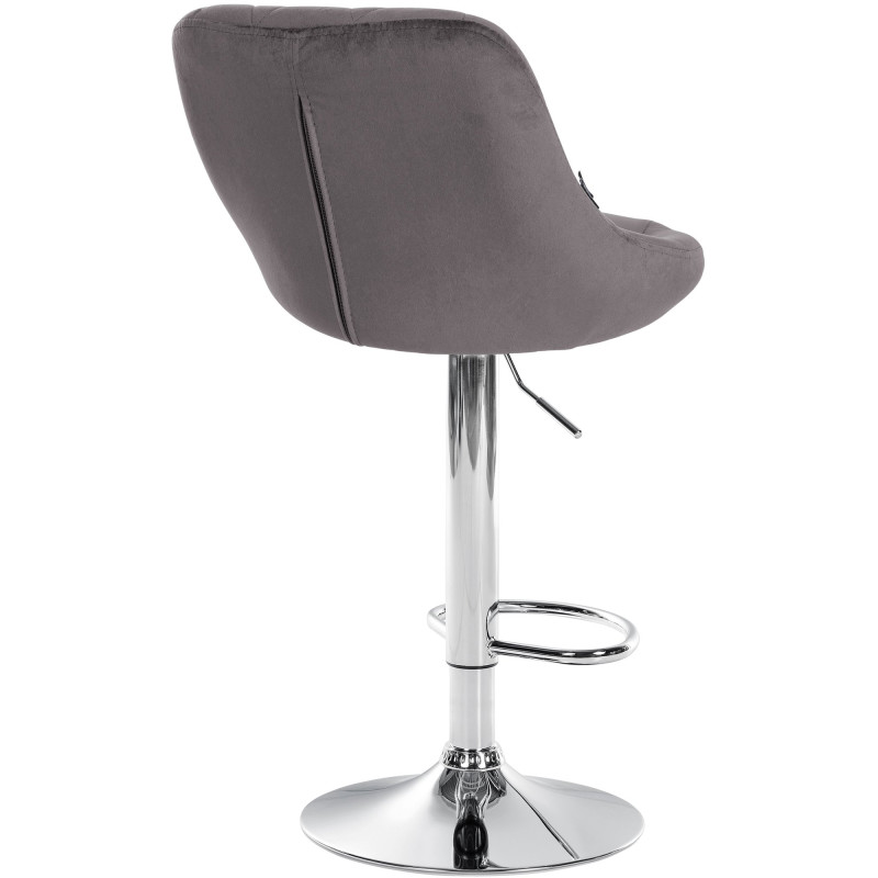 Tabouret de bar Lazio velours chrome gris