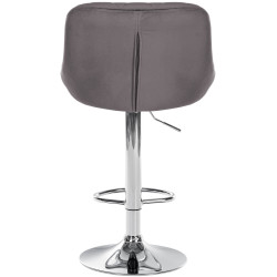 Tabouret de bar Lazio velours chrome gris
