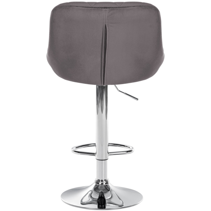 Tabouret de bar Lazio velours chrome gris