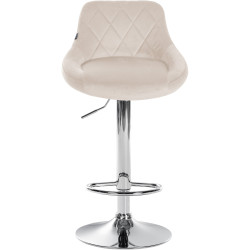 Tabouret de bar Lazio velours chrome crème