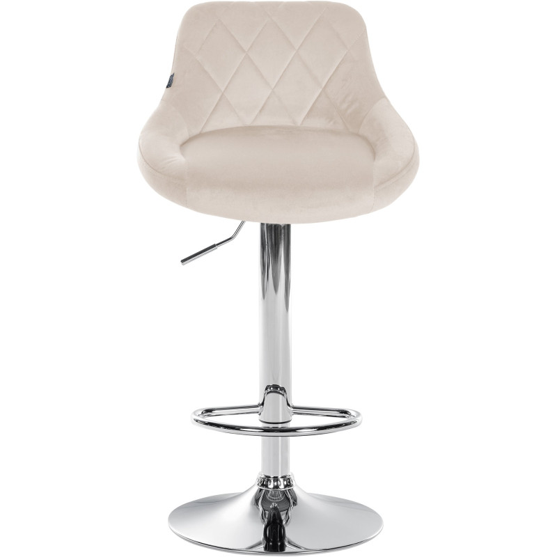 Tabouret de bar Lazio velours chrome crème