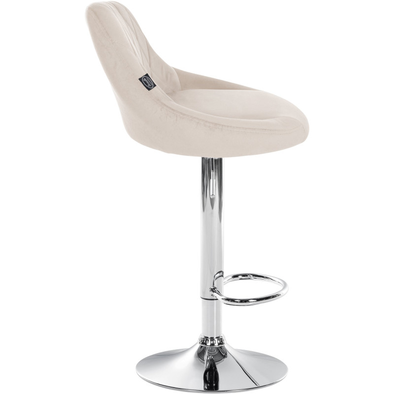 Tabouret de bar Lazio velours chrome crème