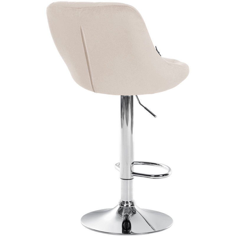 Tabouret de bar Lazio velours chrome crème