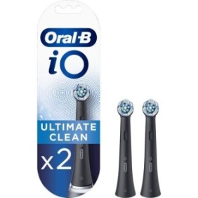 Oral-B iO Ultimate Clean Brossettes de Rechange, Brosse a Dents …lectrique, Elimination de la plaque dentaire, Noir, Pack de 2