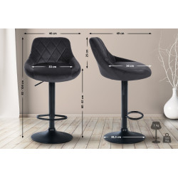 Tabouret de bar Lazio en velours gris foncé