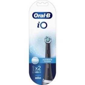 Oral-B iO Ultimate Clean Brossettes de Rechange, Brosse a Dents …lectrique, Elimination de la plaque dentaire, Noir, Pack de 2