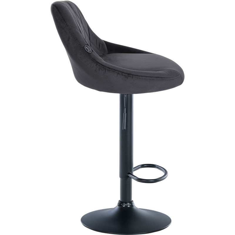 Tabouret de bar Lazio en velours gris foncé