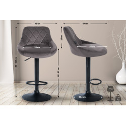 Tabouret de bar Lazio en velours gris