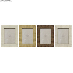 Cadre photo Home ESPRIT Beige Naturel Verre polystyrène Scandi 18,5 x 2 x 23,5 cm (4 Unités)