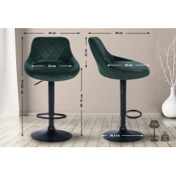 Tabouret de bar Lazio en velours vert foncé