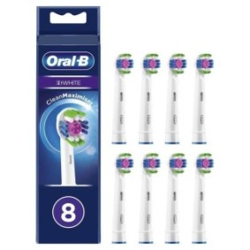 Oral-B 3D White Brossettes de Rechange Clean Maximiser, Brosse a Dents …lectrique, Elimination de la plaque dentaire, Pack X8