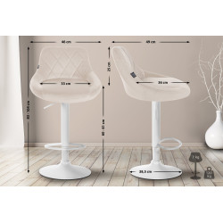 Tabouret de bar Lazio en velours crème