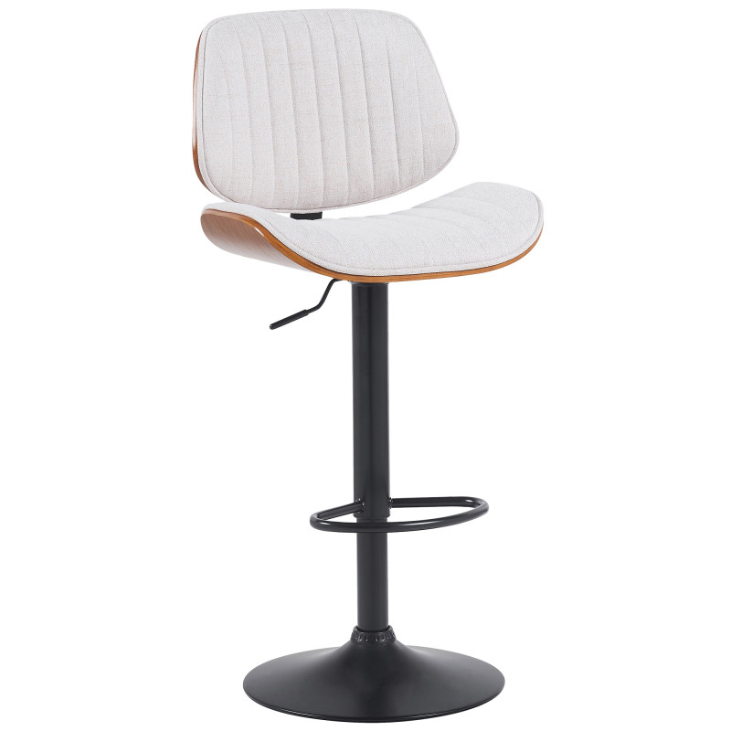 Tabouret de bar Clawson tissu noyer noir/crème
