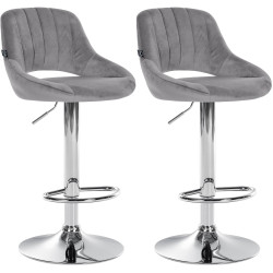 Lot de 2 tabourets de bar Milet velours C gris foncé