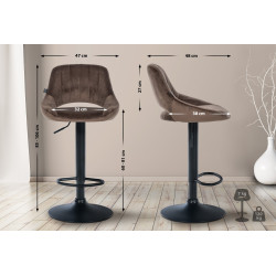 Lot de 2 tabourets de bar Milet velours B marron