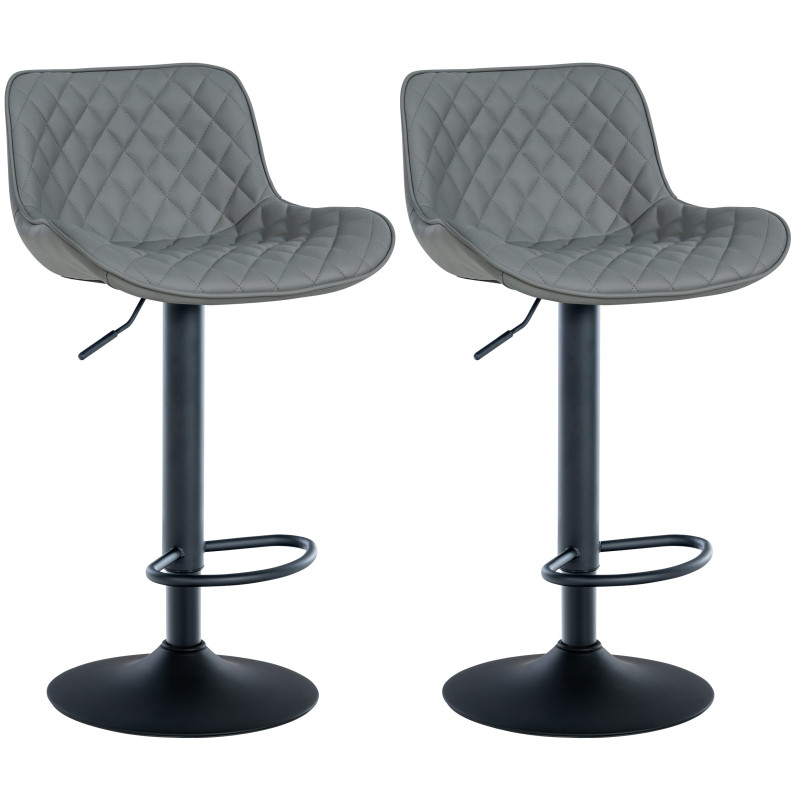 Lot de 2 tabourets de bar en similicuir Minosa gris