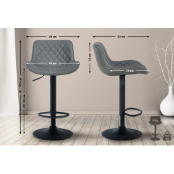 Lot de 2 tabourets de bar en similicuir Minosa gris