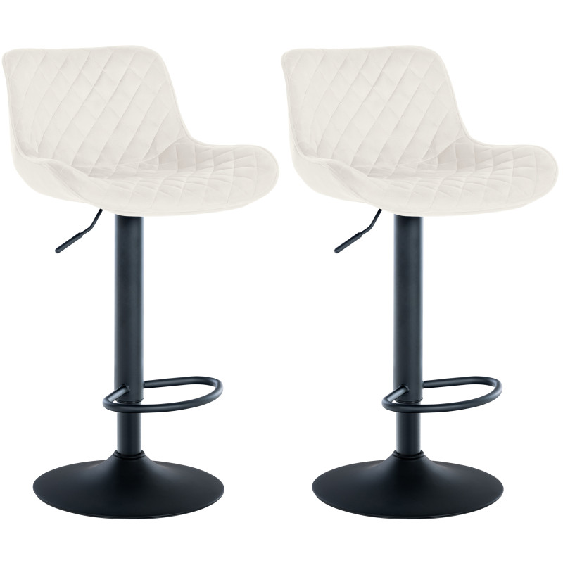 Lot de 2 tabourets de bar en velours Minosa crème
