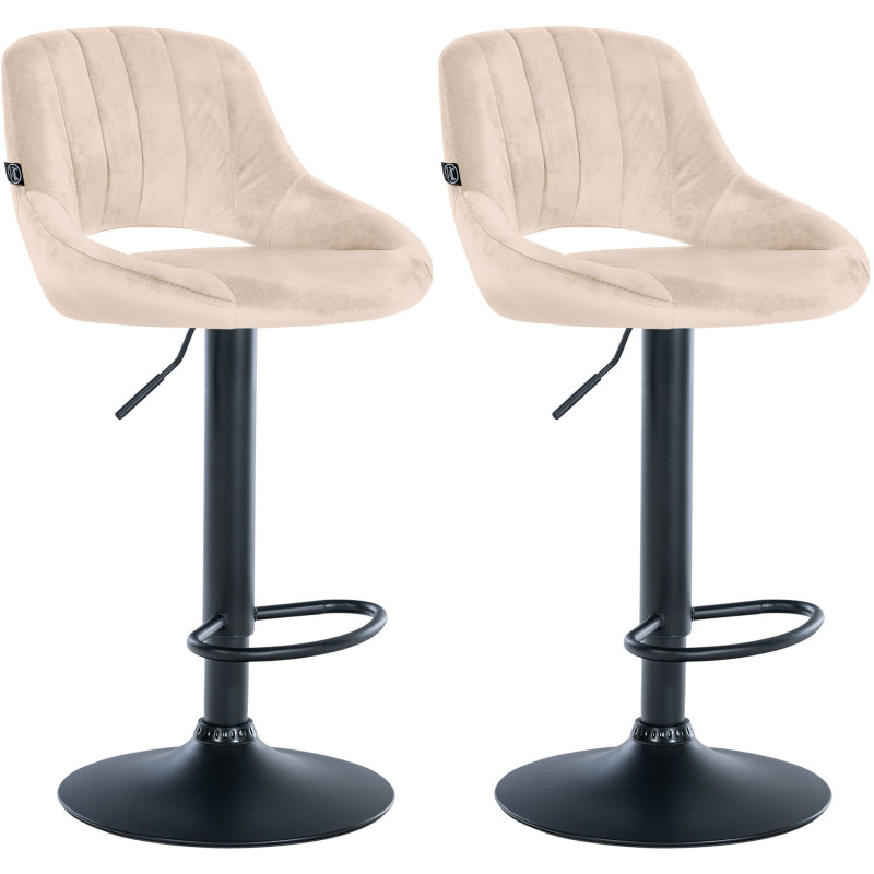 Lot de 2 tabourets de bar Milet velours B crème