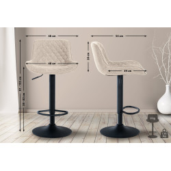 Lot de 2 tabourets de bar en tissu Minosa taupe