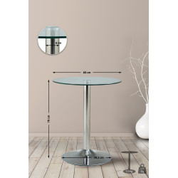 Table en verre 70 cm verre transparent