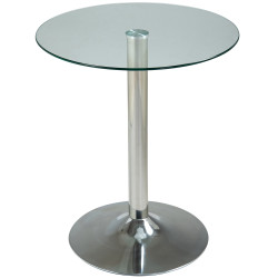 Table en verre 70 cm verre transparent