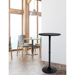 Table de bar ronde noir/noir
