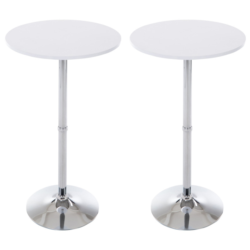 Ensemble de 2 tables de bar rondes blanc mat
