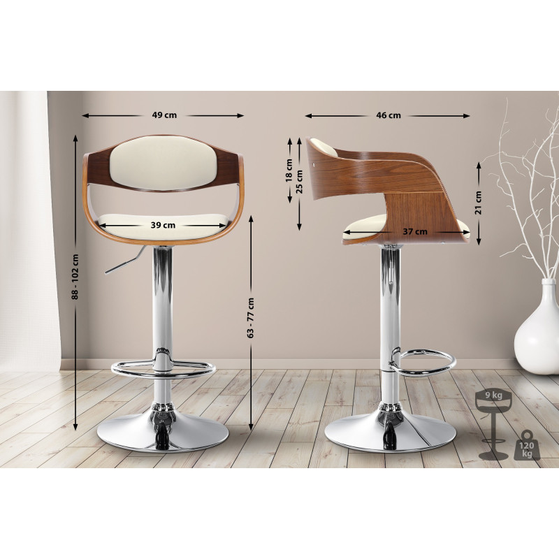 Tabouret de bar Kingston C noyer/blanc
