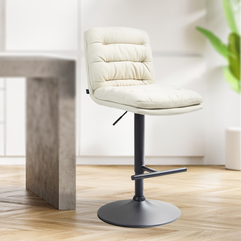 Tabouret de bar Damar tissu crème