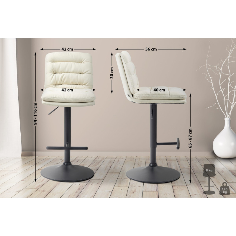 Tabouret de bar Damar tissu crème