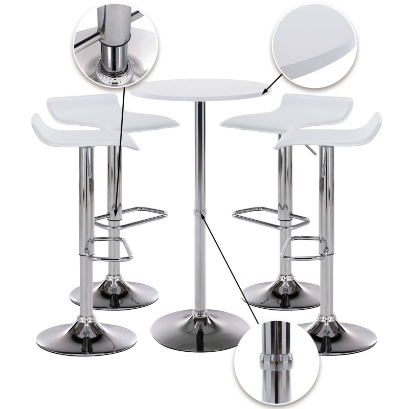 Ensemble de 4 tables de bar Esberg blanc