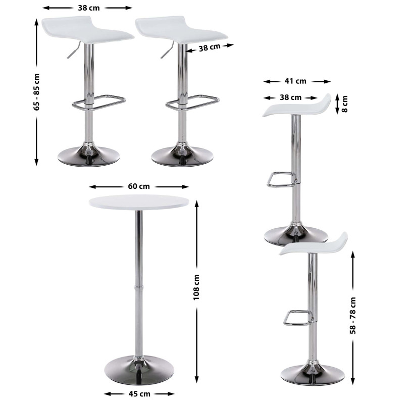 Ensemble de 4 tables de bar Esberg blanc